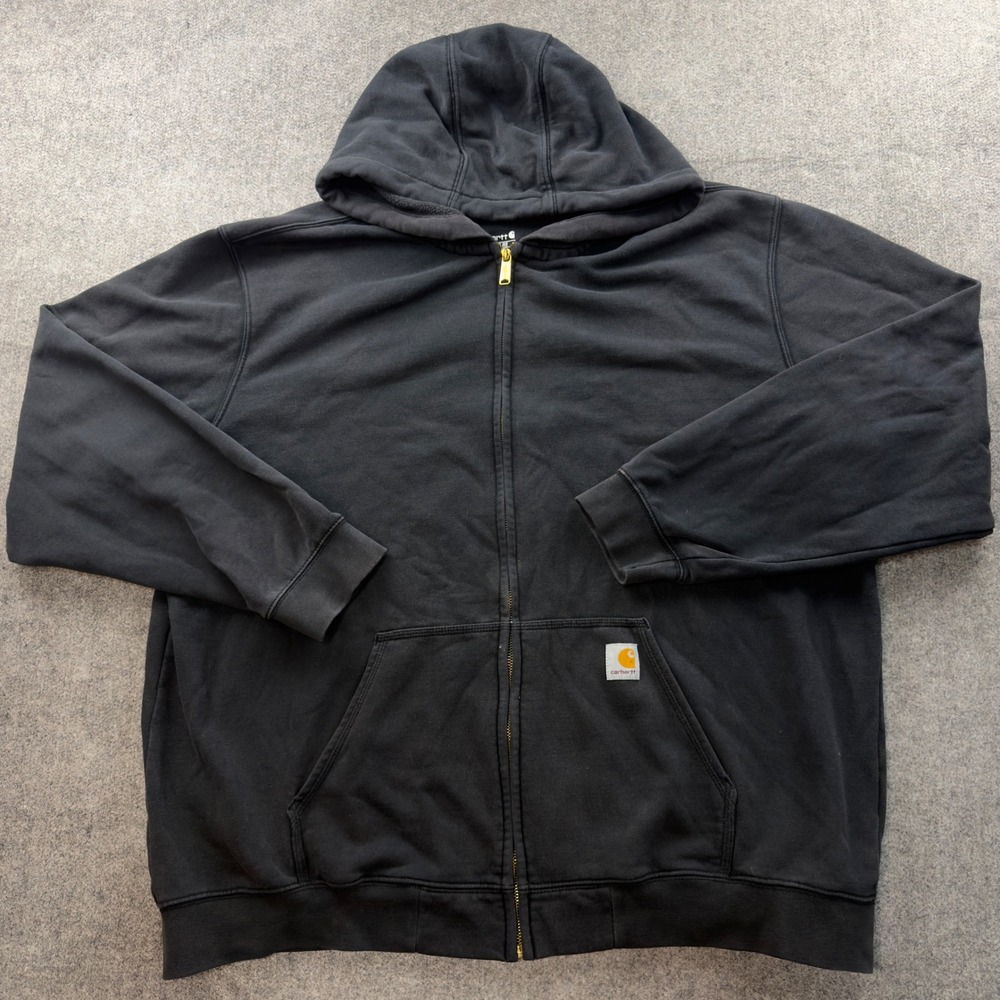 Carhartt K122 Loose Fit Midweight Full Zip Hoodie Mens 2XL Black Fleece Jacket